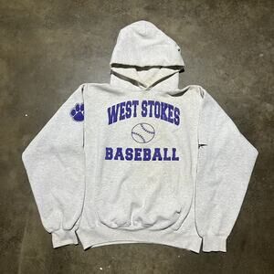 Vintage 90s West Stokes Baseball Grey Reebok Hoodie
